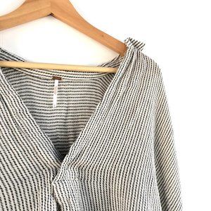 Free People Oversized Cotton Pinstriped Top Size L